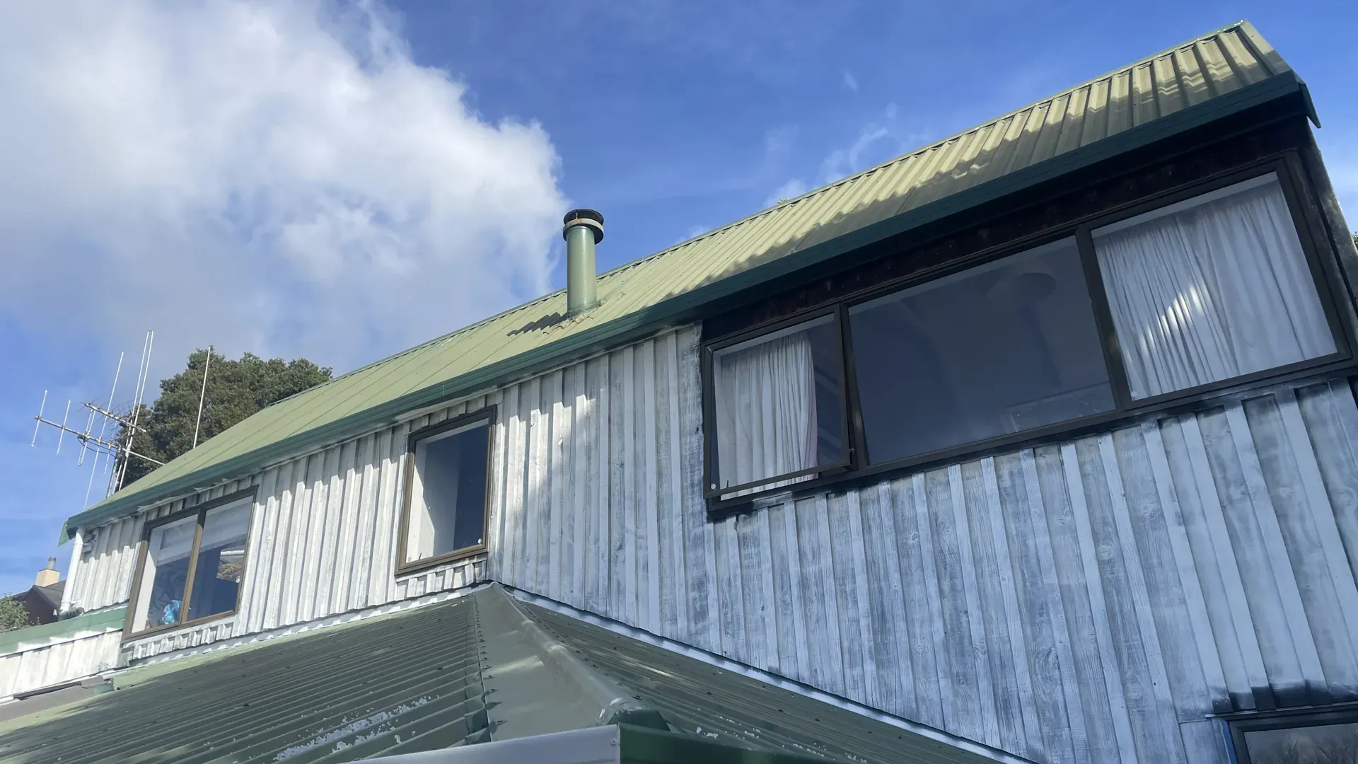 Exterior painting preparation on corrugated cladding in Tauranga