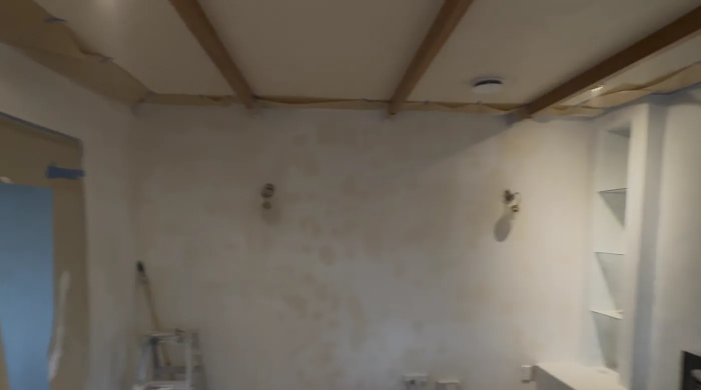 Before gib stopping finish showing patched interior wall